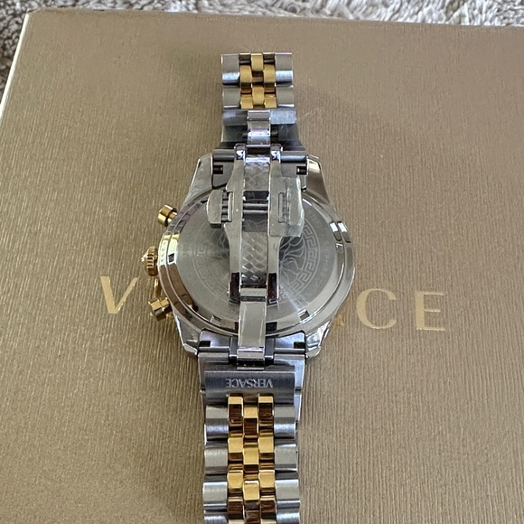 Like New Versace Green Chronograph Dial Two-tone Stainless Steel Watch - Picture 7 of 13